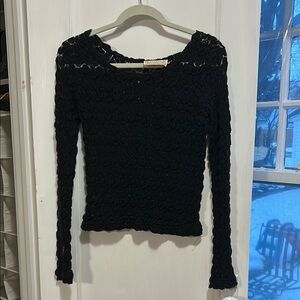 Black Lace Long Sleeve Shirt